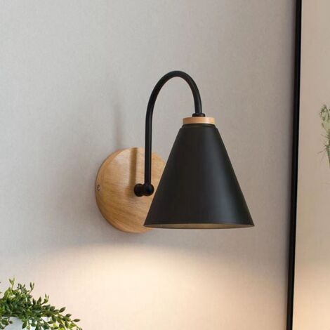Wandleuchte Aus Schwarzem Eisen – Gebogener Lampenschirm Für Schlafzimmer Und Wohnzimmer – Einfache Installation – Kompatibel Mit E27-glühbirnen