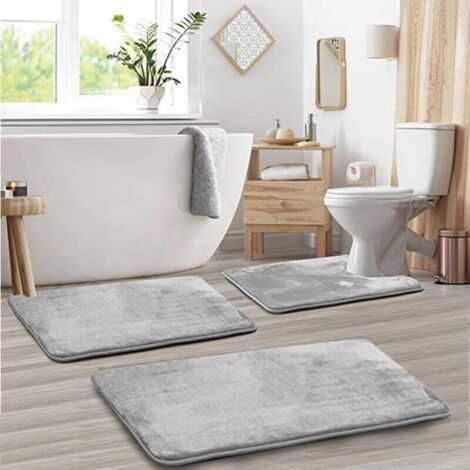 Graue Badematte 3 Modular – Rutschfest, Superweich, Saugfähig Und Schnell Trocknend – 50 X 80 Cm, Für Badezimmer, Badewanne, Küche
