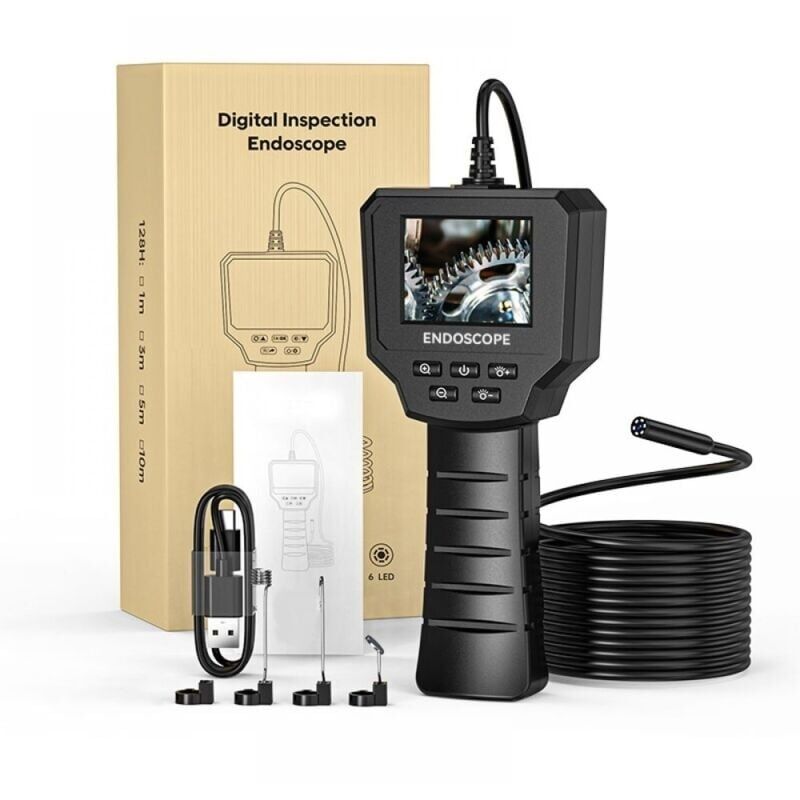 Endoskopische Industrielle Inspektionskamera Mit 2,4 Zoll, 1440p Hd-kamera Mit 2,0 Mp Und 6 Einstellbaren Leds, Ip67-kamera Mit 8 Mm Durchmesser, Halbstarres Kabel 5 M