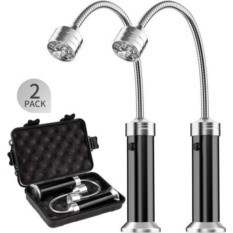 Magnetische Grillleuchte Mit 9 Leds – Flexibler Schwanenhals 11 Cm – 360°-drehwinkel – 2 Stück – Schwarzes Grillzubehör