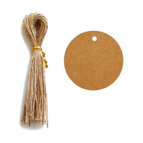 100 Stück Kraft-etiketten, Geschenkanhänger, Runde Etiketten, 4 X 4 Cm, Kraft-etiketten, Leere Etiketten Für Hochzeit, Geburtstag, Weihnachten (braun)