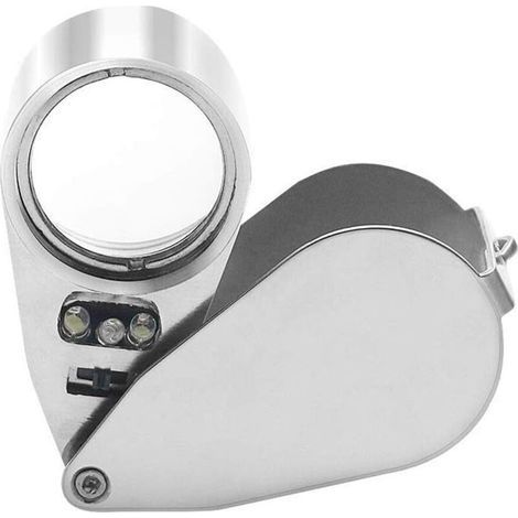 40x Joyero Lupa, Faltbarer Bolsillo Lupa, Beleuchteter Lupa Mit Led-licht Und Uv-lampe