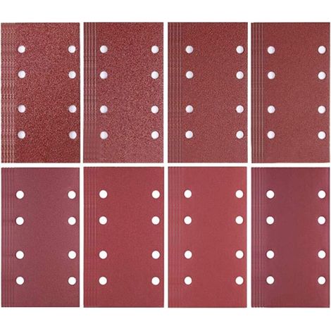 Lot Von 80 Schleifpapierblättern 93 X 185 Mm – 8 Tonnen – Körnung 40/60/80/120/180/240/320/400 – Für Ponceuse Bosch