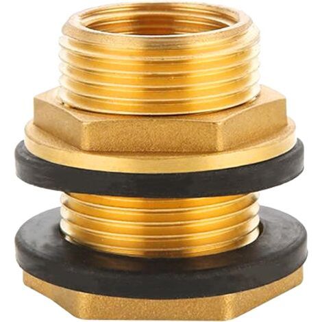 Regentonnendurchführung Aus Messing, Innengewinde G3/4" (ø24 Mm) X Außengewinde G1" (ø32,5 Mm), 2 Dichtungen Im Lieferumfang Enthalten, Tankanschlussdurchgang Für Tanks, Fässer