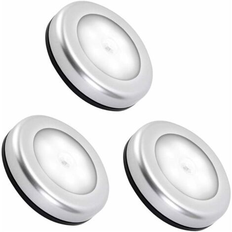 Veilleuse Mit Détecteur De Mouvement Intérieur Lampe Led À Pile Für Treppen, Plakate, Couloirs, Chambres D'Enfants Auto On/off Adhésif 3m Inclusive (lot De 3, Lumière Blanche Froide)