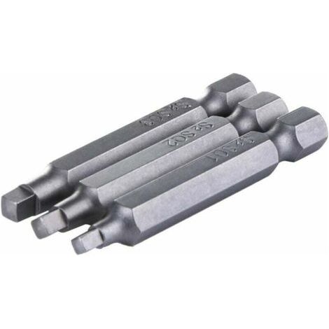 Set Mit 3 Magnetischen Schraubendreher-bits Für 50-mm-vierkantschrauben – S2-stahl – Größen 2,4/3,0/3,4 Mm Für Präzises Schrauben