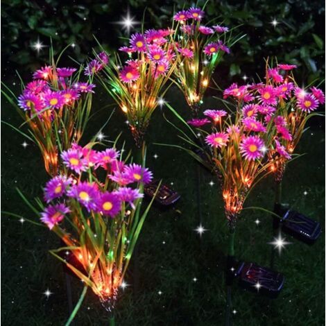 2er-pack Solar-gänseblümchen-lichter Für Den Außenbereich – Widerstandsfähige Seide – Automatisches Licht 8–10 Stunden – Ip67 Für Den Außenbereich