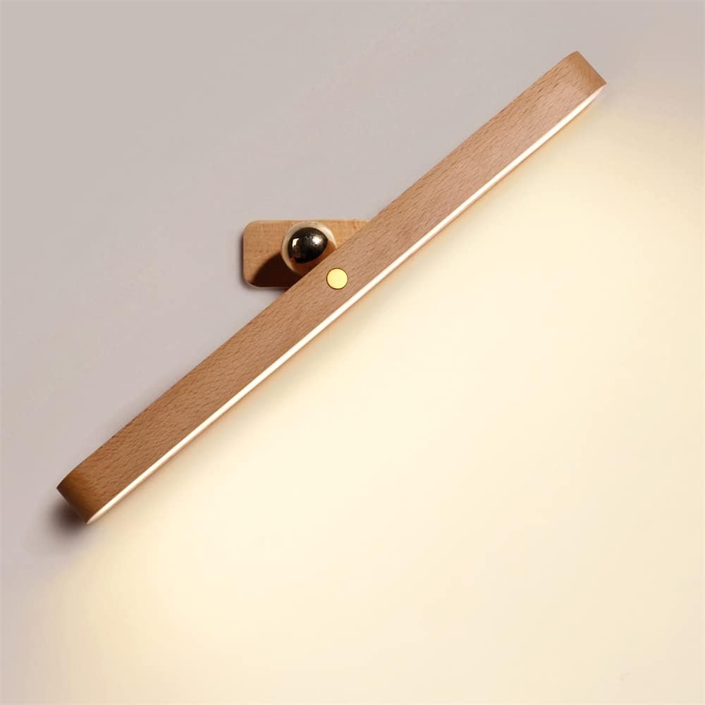 Led-badezimmerspiegellampe, 30 Cm Große Wandleuchte Aus Holz Mit Magnetischem Design, 4000 K Dimmbare Spiegellampe, Wiederaufladbare Make-up-lampe Mit Touch-schalter