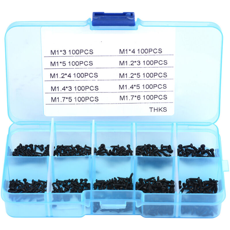1000 Stück Mikro-kreuzschlitzschrauben, M1 M1,2 M1,4 M1,7 Mehrzweck-kreuzantrieb-flachkopf-selbstschneidende Schrauben-sortimentssatz