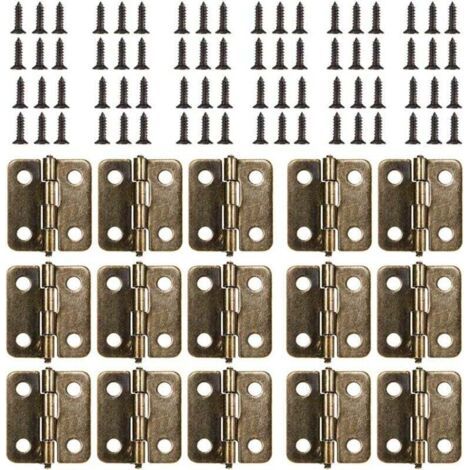 18 X 15 Mm Flaches Scharnier, 50 Stück Mini-retro-scharnier In Antik-bronze, Langlebiges Und Stabiles Türscharnier Mit 200 Schrauben Für Box, Schmuck, Truhe, Schrank, Diy-zubehör (bronze)