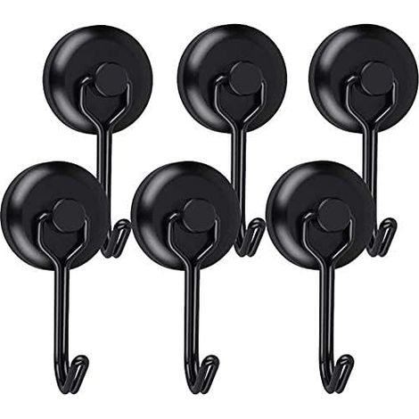 Leistungsstarker Magnethaken, Magnetischer Haken, Kühlschrank, Schwarzer Neodym-schwenkmagnet, Magnetischer Haken, Magnetische Magnethaken Für Küche, Geschirrtuchbrett, 6 Stück