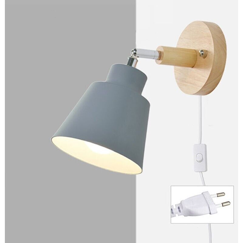 Wandleuchte Mit Preis Macaron Wandleuchte Mit Unterbrecher E27 Lampentyp Holz Deckenleuchte Für Salon Und Zimmer Reglable Prize Wandleuchte (grau)