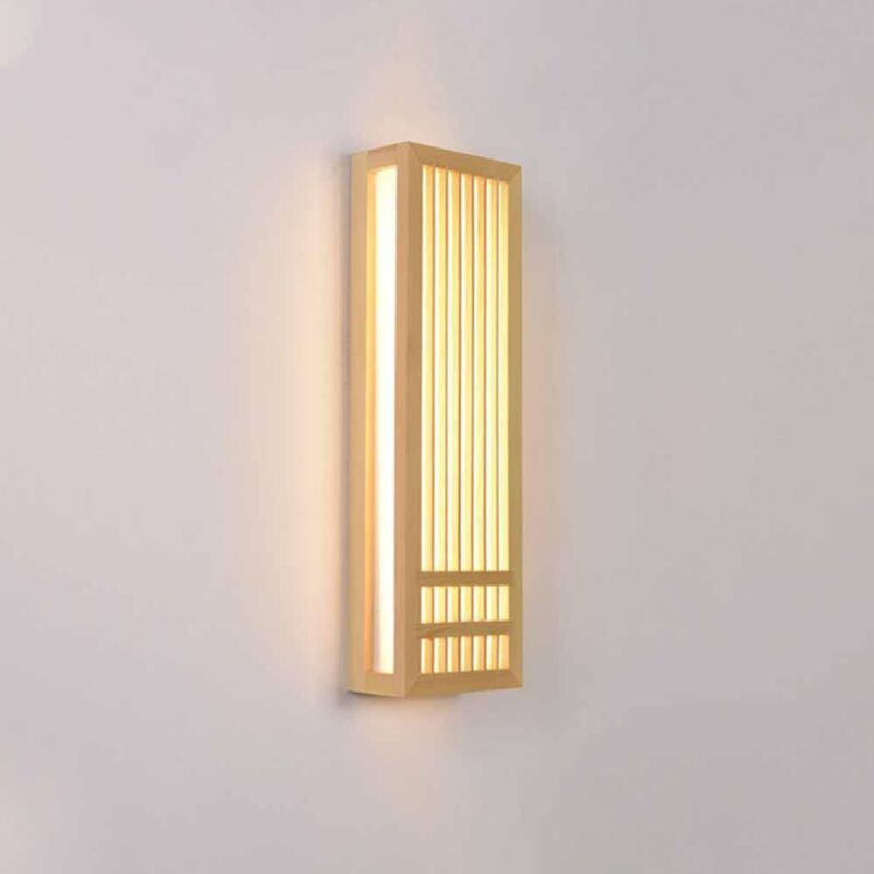Japanische Retro-wandlampe, Kreative Rechteckige Wandlampe Aus Holz Mit Acryl-lampenschirm, Personalisierte Einfache Nachttisch-wandlampen, Beleuchtung Von Wandleuchten – Warmes Licht