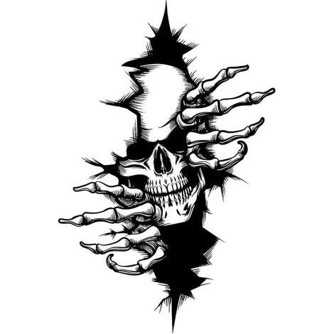 Zwei Stücke Schwarz-weißer Totenkopf-horror-aufkleber, Autoaufkleber, Todesschädel-autoaufkleber, 25 X 16,2 Cm