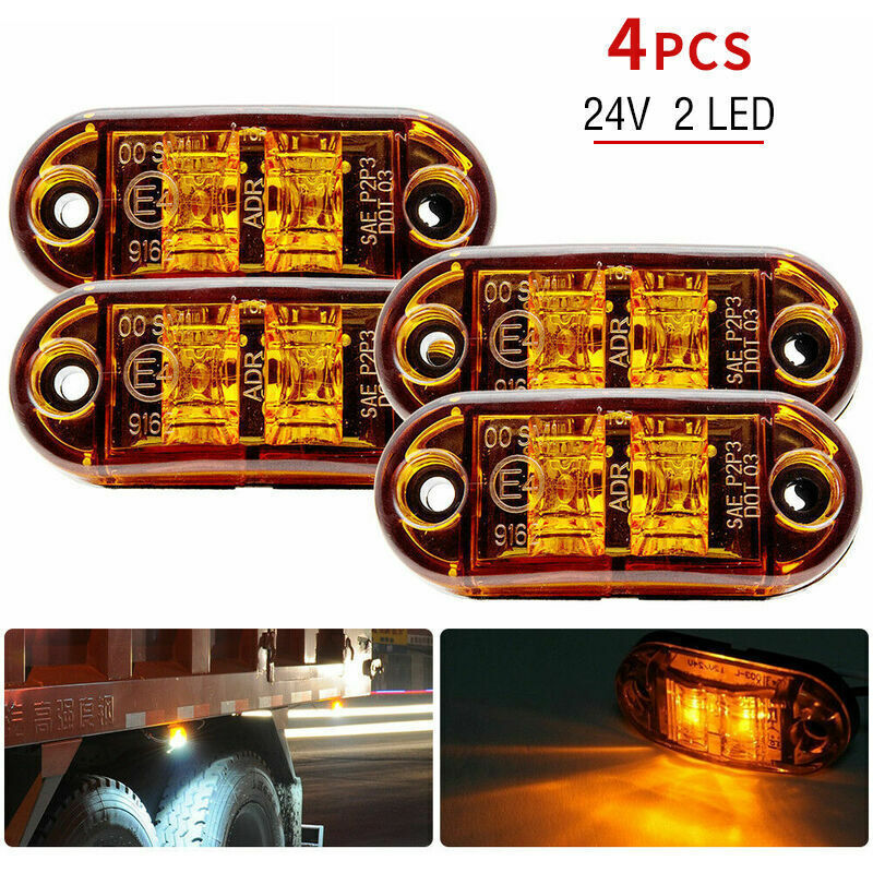 Seitenmarkierungsleuchten, 4 Stück, Orange, 12 V/24 V – Ip65-led-anzeigen Für Lkw/anhänger/wohnwagen/auto/boote – Maße 72 X 34 X 20 Mm