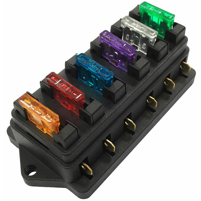 6-wege-sicherungskasten – Flachsicherungsblock Für 12 V/24 V-stromkreise – 1–40 A Strom – 6 Sicherungen Zum Elektrischen Schutz Im Lieferumfang Enthalten