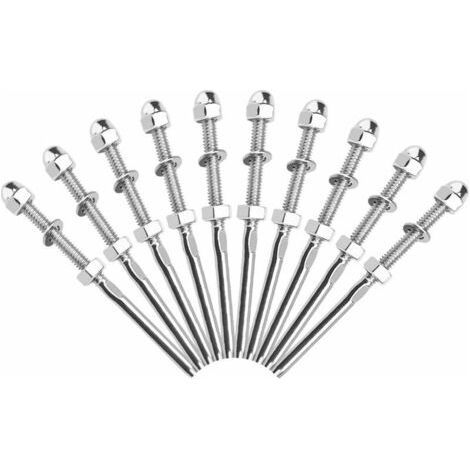 Kabelspanner Aus Edelstahl, 10 Stück – Edelstahl 316 – Für 1/8''-kabel – Schnelle Installation Mit Schrauben Und Muttern