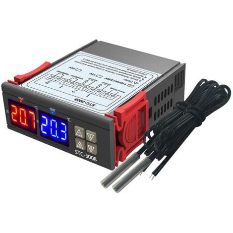 Thermostat-temperaturregler Mit Zwei Digitalanzeigen Und Zwei Ntc-sonden-relaisausgängen, Dc 24 V – Dc 24 V