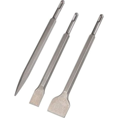 Stichelset Sds Plus 3-teilig – Stichel Groß, Flach Und Spitz – Betonarbeiten Und Konstruktionsblöcke – Schnellwechsel Sds-plus