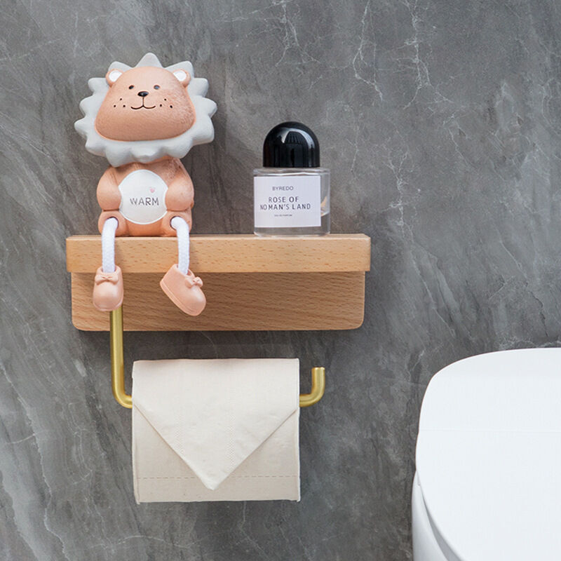 Doppelter Toilettenpapierhalter Aus Massivem Buchenholz – Wandmontage Oder Selbstklebende Montage – Abgerundete Ecken – Dekorativer Badezimmerhalter