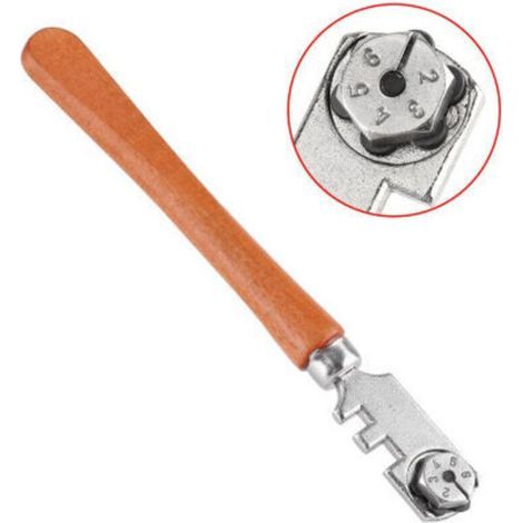 Professioneller 6-rad-glasschneider Mit Wolframcarbid-schneidrädern Für 2–6 Mm Schnitte Auf Gläsern, Spiegeln Und Buntglas, Macaron-holzgriff