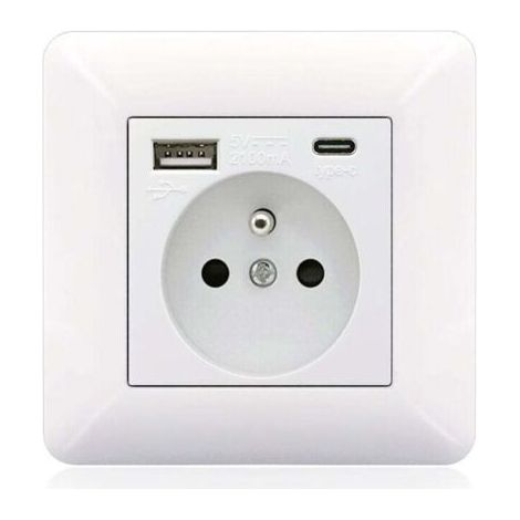 Steckdosenleiste Typ C Und Usb 16a – 2 Steckdosen + 1 Usb-anschluss + 1 Typ-c-anschluss – Horizontale/vertikale Installation – Materialien Pc Und Edelstahl