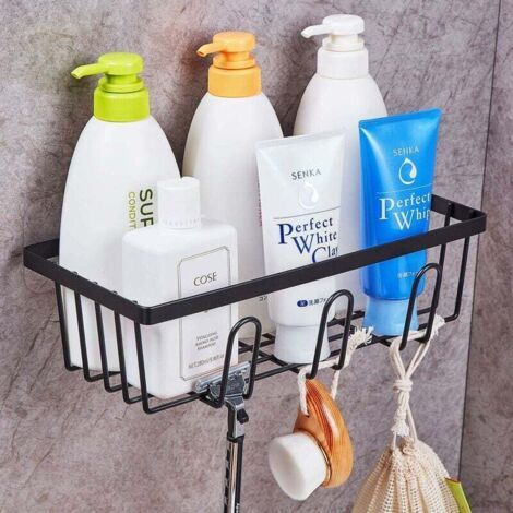 Duschablage Ohne Bohren, Schwarzes Duschregal, 2 Stück, Edelstahl-duschkorb, Seifenschale Mit 3 Haken Für Dusche, Badezimmer, Wc, Shampoo-halter-fei Yu