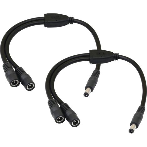 Dc-versorgungskabel, 1 Stecker Auf 2 Buchsen, 5,5/2,1 Mm – Länge 30 Cm – Verbindungskabel Für Cctv-kameras