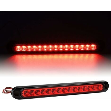 Rotes Led-rücklicht 12v 15led Wasserdicht – Universelles Bremslicht Für Lkw, Anhänger, Bus, Boot – Abmessungen 250x27x17mm, Kabel 23cm