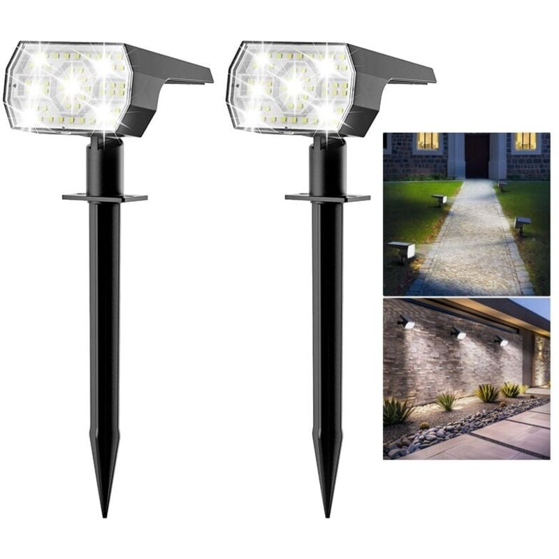 Lot Von 2 Spot Solaire Exterieur Outdoor, 56 Leds 3 Modi Lampe Solaire Exterieur Jardin, Funktion 2 Und 1 Und Ip65, Solar-außenprojektor Für Die Dekoration Im Garten, Allée, Chemin