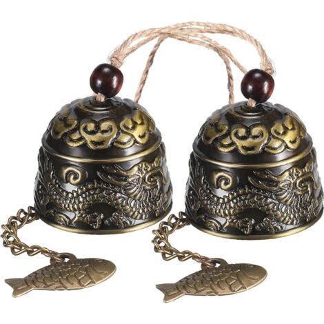2 Stück Vintage-drachen-windspiele, Klassische Chinesische Feng Shui-metallglocken, Glücksbringer, Segensglocken, Für Draußen, Drinnen, Handgefertigte Windspiele Für Garten Und Zuhause-fei Y