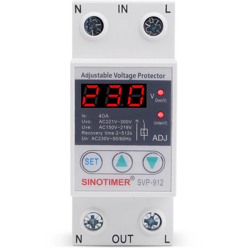 230-v-spannungsregler, Spannungsschutzrelais, 230-v-unter-überspannungsschutz, Einstellbares Wiederherstellungsschutzrelais-voltmeter Svp-912(63a)