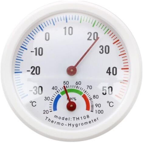 Thermometer, Hygrometer, Rundes Zeigerzifferblatt, Tester, Außen Und Innen Weiß