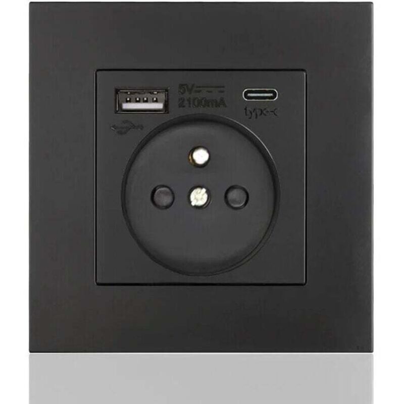 Typ-c + Usb 16a Steckdosenleiste – 2 Steckdosen – 1 Usb-anschluss – 1 Typ-c-anschluss – Einfache Installation – Modernes Und Dezentes Design