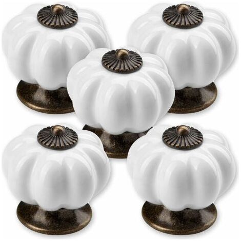 5 X Möbelknauf, Knauf Ø 23 Mm, Weiß Brüniert, Sockel, Schubladenknauf, Porzellanknauf