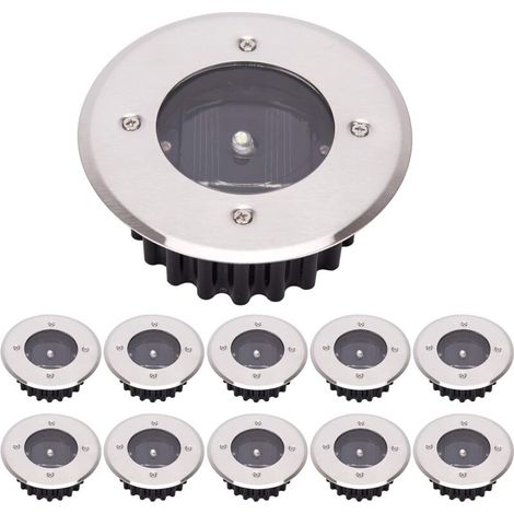 Led-lampe Solaire Au Sol, 10 Stück, Außenleuchte, Réverbère Lumières, Ensevelies Lumière, Étanche Ip65 (weiß, Rund) [energieklasse A+]