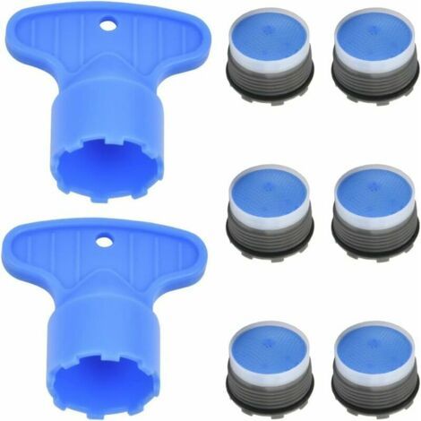 6 Stück Wasserhahn-luftsprudler M18,5 M22 Wasserhahn-luftsprudler, Kunststoff-wasserhahn-düsen-luftsprudler, Wassersparend, Für Küchenarmatur, Waschbecken, Badezimmer, Mit 6 Blauen Wasserhahnschlüssel