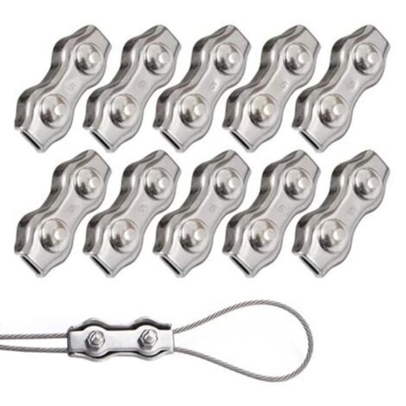 10 Stück Duplex-clips M5-drahtseilklemmen Aus Edelstahl 304 Duplex-klemmen Für 5-mm-drahtseil-rigging
