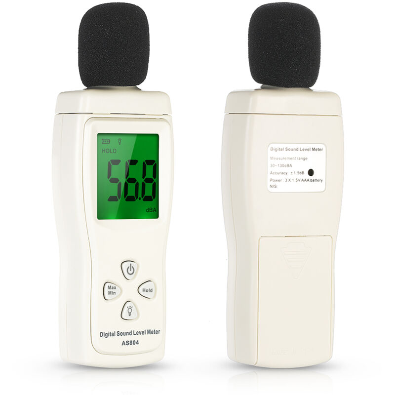 Digitaler Schallpegelmesser, Digitaler Dezibel-tester, Professionelles Dezibel-messgerät 30–130 Dba, Minimale/maximale Daten, Schwache Batterie, Hintergrundbeleuchtetes Lcd-display, Automatische Absch