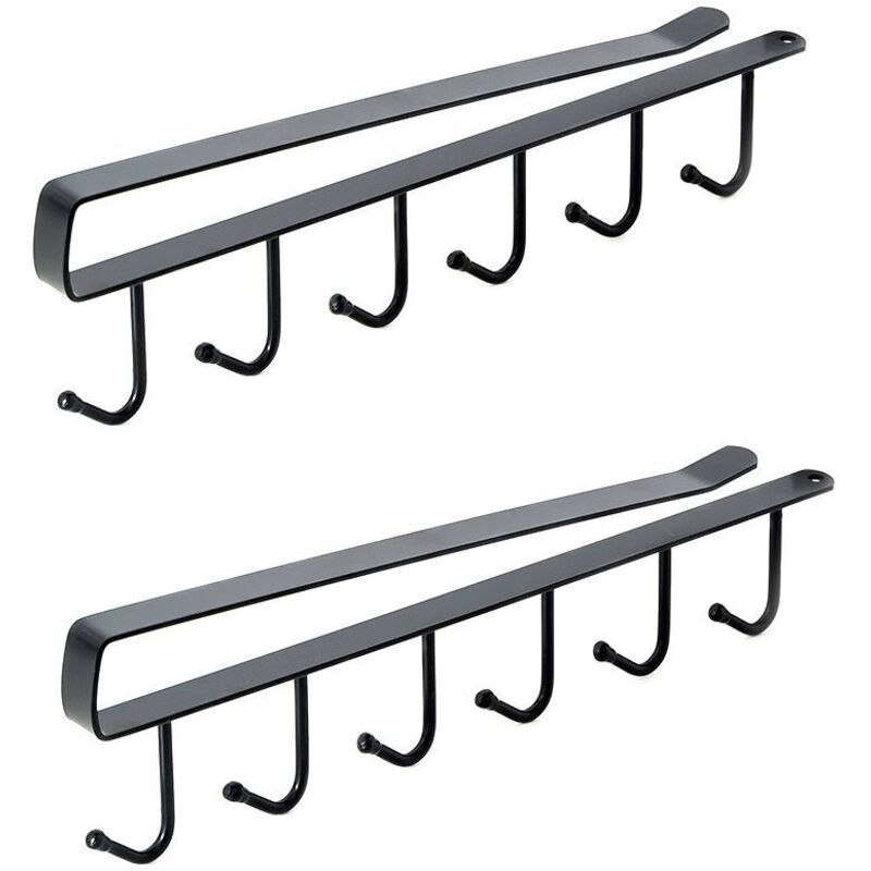 2er-pack Aufbewahrungshaken Für Tassen, Weingläser, Küchenutensilien, Gürtel Und Schal, Haken Zum Aufhängen Unter Dem Schrank Ohne Bohren (26,5 Cm, Schwarz)
