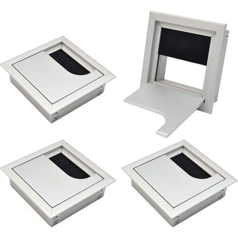 Kabeldurchführungsabdeckung, Kabelkanal, Quadratisch, 80 X 80 Mm, Zum Einbau In Den Schreibtisch, Kabel-organizer Für Möbel, Eloxiertes Silbernes Aluminium, Kabeldurchlass, Kabelabdeckung, 4er-set, Ra