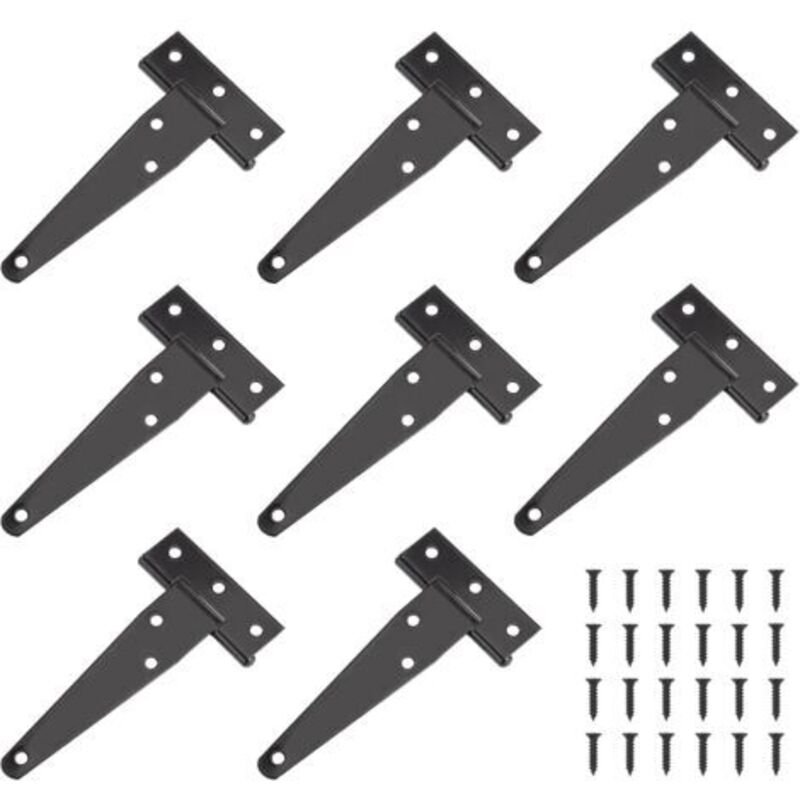 T-scharnier Für Schwere Türen – Verzinktes Metall – Abmessungen 122 Mm – Dicke 1,2 Mm – Set Mit 8 Scharnieren – Drehwinkel 270°