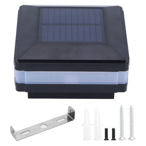 Led-solar-pfostenleuchte, Zweifarbig, Induktion, Zaunkappe, Säulenlampe, Ip65, Wasserdicht, Schwarz (warmweiß, Blau)