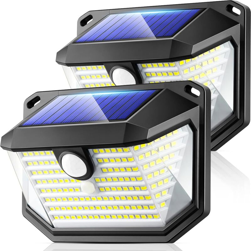 2 Stück Solarleuchten Für Den Außenbereich Mit Bewegungsmelder, Ip65 Wasserdichte Wandleuchte, 3 Modi, 178 Led