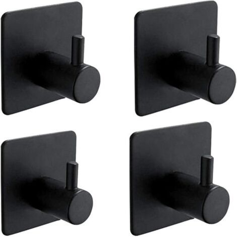 Tigrezy 4 Stück 3m-klebehaken, Badezimmer-wand-klebehaken, Küchenhandtuch-aufhänger, Bilder-aufhänger Ohne Bohren, Selbstklebender Edelstahl-haken, Schwarz