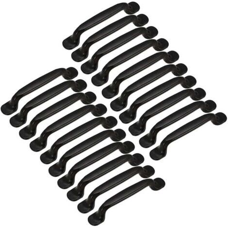 20x Türgriffe Für Küchenschränke, Schränke, Schubladen, Schlafzimmermöbel, Zugmittenabstand 128 Mm, Schwarzes Aluminium