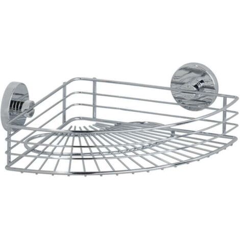 Wandmontiertes Dusch-eckregal Bari, Vaccum-loc®-befestigung Ohne Bohren, Neu Positionierbar, Belastung Bis Zu 33 Kg, Edelstahl, 35 X 9 X 22,5 Cm, Chrom