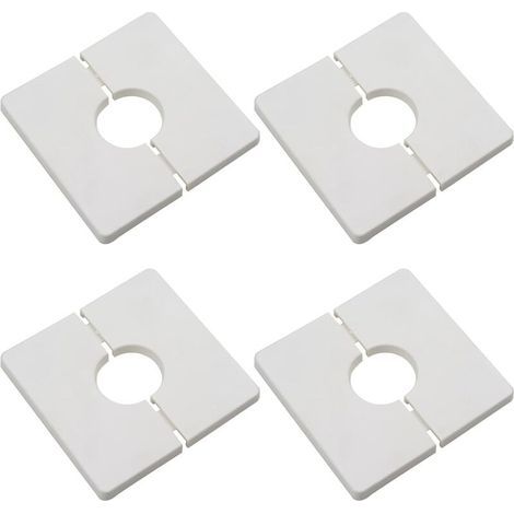 4 Stück Wandmontierte Geteilte Flansche, Quadratische Abs-kunststoffabdeckung Mit Einem Durchmesser Von 33 Mm, Wandmontierte Wasserrohrabdeckung, Weiß, Weiß