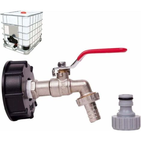 1000l Tankhahn Mit 3/4" Ibc-adapter. Doppelter Messinghahn, 60 Mm Gewinde.
