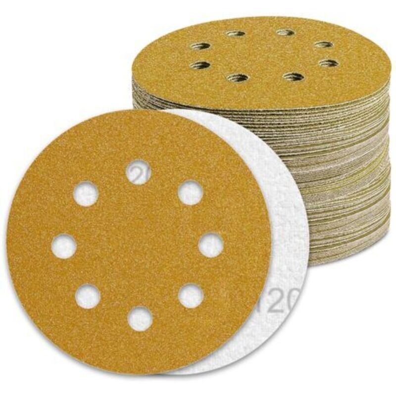 Schleifscheibe 125 Mm P120 – Lot Von 100 Scheiben Für Orbitale – Aluminiumoxid – Vorgelocht Für Aspirationsbeutel – 100 Stück
